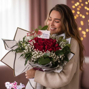 ramo buchón de 24 rosas premium