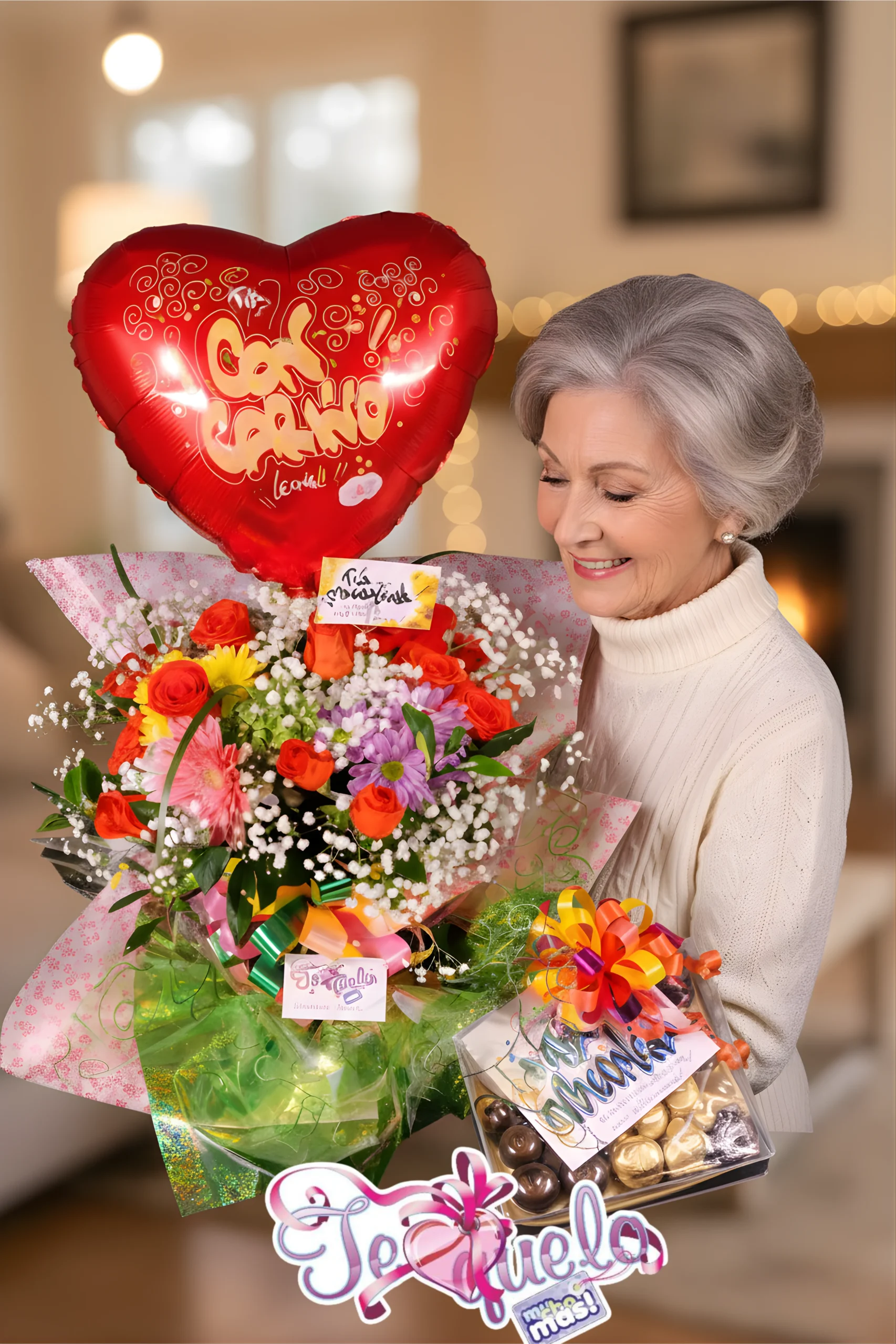 Jarrón Premium 24 Rosas Naturales con Aroma de Amor y Globo.